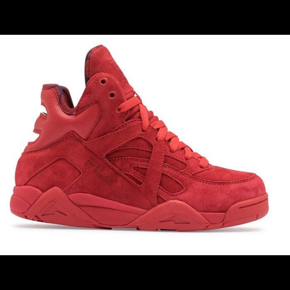 fila youth’s the cage suede in red